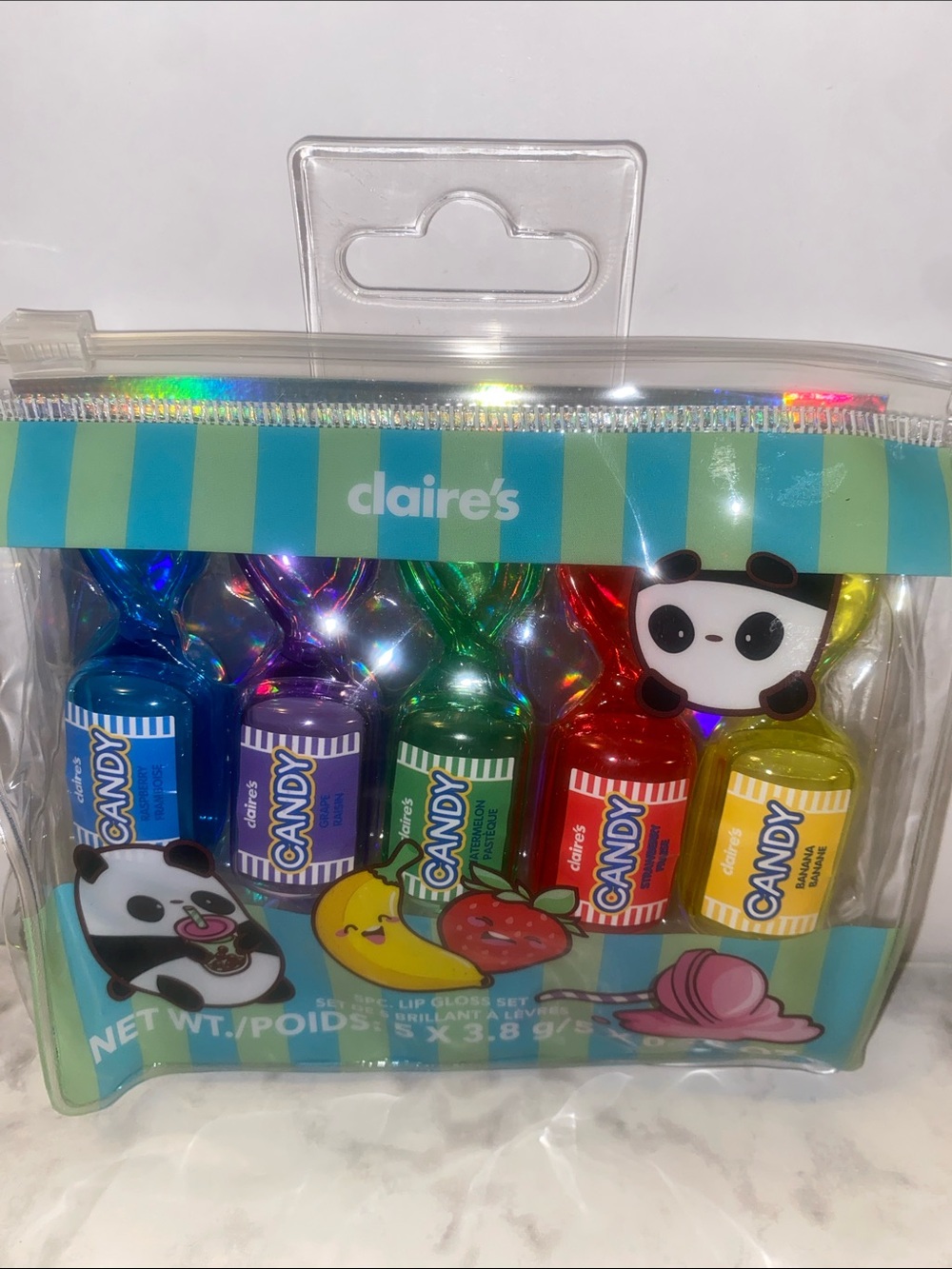 Claire's Candy Lip Gloss Set - Blue, Purple, Green, Red, Yellow